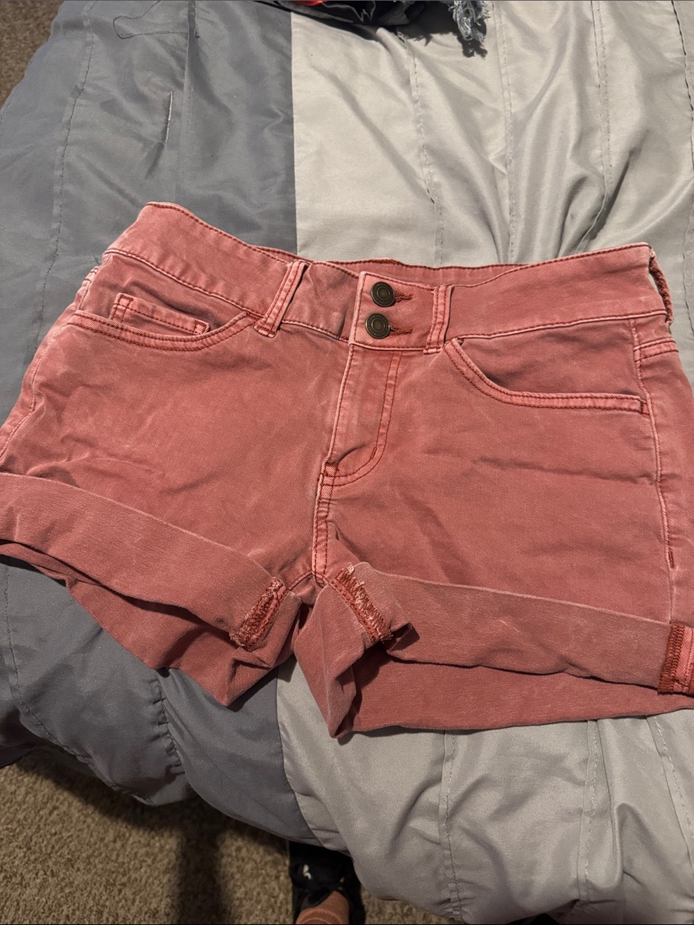 SO Rose Pink High-Rise Rolled Hem Jean Shorts